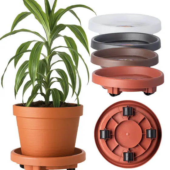 Prato para vaso com rodas redondo todas as cores resistente suporte em ABS