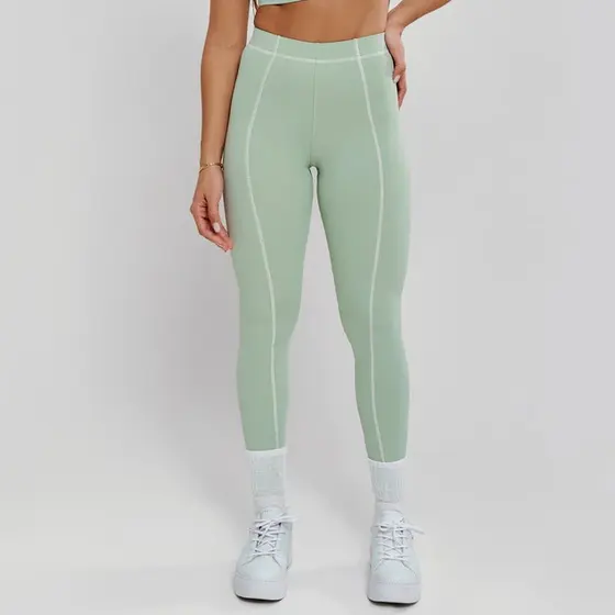 Calça Legging Com Pesponto Verde Aloe Poliamida Fio Duplo