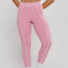 Calça Legging Com Pesponto Rosa Quartzo Poliamida Fio Duplo
