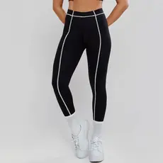 Legging Com Pesponto Estilosa Academia Preto Poliamida Fio Duplo