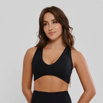 Top Academia Decote V e Silk Costa Poliamida Confortável Elegante