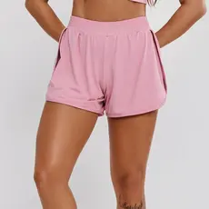 Short Beach Tennis Feminino Poliamida Corrida Academia Secagem Rápida Treino Fitness Rosa