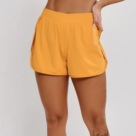Short Beach Tennis Corrida Laranja Ambar Poliamida Aqua Fluid