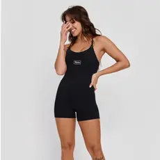 Macaquinho Roupa Fitness Elegante Preto Poliamida Fio Duplo
