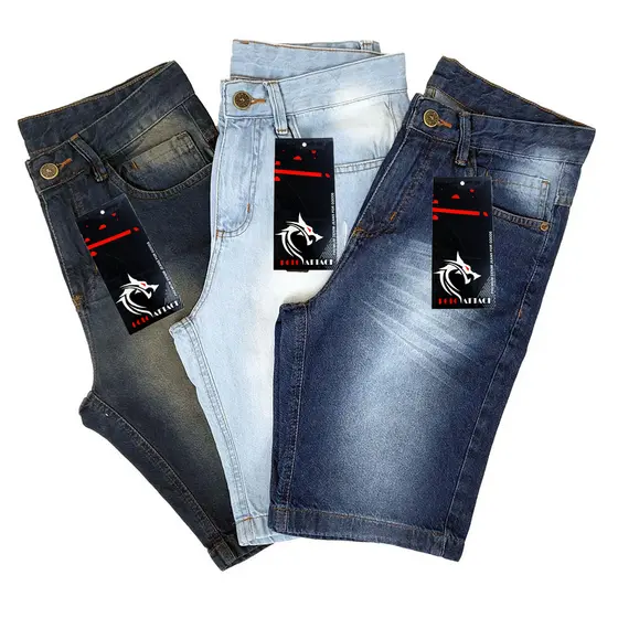 KIT BERMUDAS Jeans Masculina 3 Peças  - Confortavéis - Descubra o som da Elegância - Marca LIONS JEANS