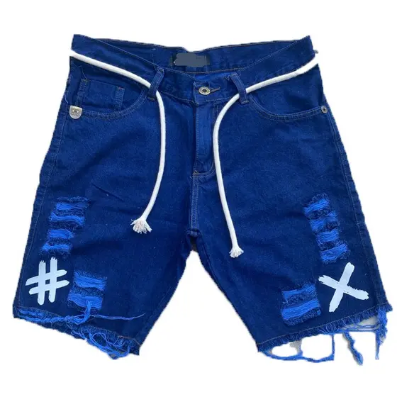 Kit 3 Bermudas Jeans Rasgadas Curta Com Cordão
