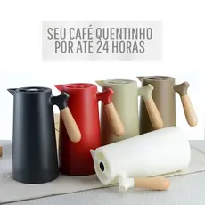 Garrafa Térmica Nórdica 1 Litro Café Chá Cabo de Madeira