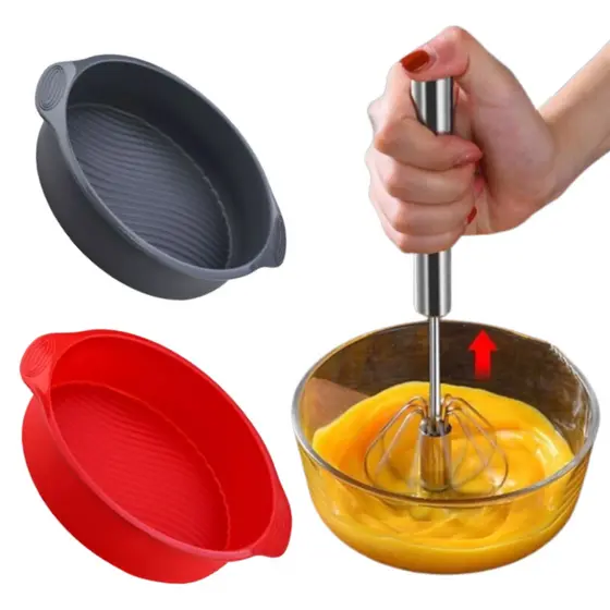 Kit forma assadeira de bolo em silicone mais bate claras Fue a dupla do bolo da vovó