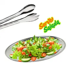 Conjunto de Travessa e Pegador em Inox 30cm e 20cm para Servir com Praticidade