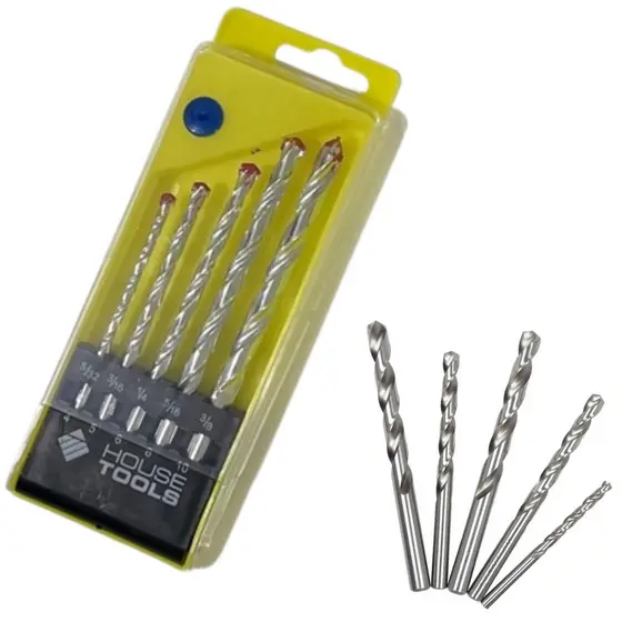 Kit Brocas de Aço Alta Dureza 5 Peças 4-10mm – Uso em Parede, Madeira e Ferro