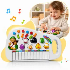 Piano Infantil Musical Som de Animais Teclado Bebê Educativo Luzes Presente Brinquedo Interativo