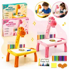 Mesa Projetora Lousa Mágica Infantil Brinquedo de Desenhar Pintar Colorir Acompanha Desenho Projetor