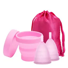 Kit 2 Coletores Menstruais Tamanho L e S  + Copo Esterilizador e Sacolinha.