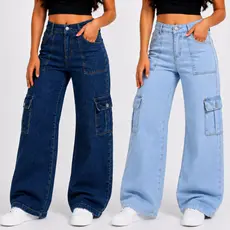 KIT 2 Calças Cargo jeans juvenil feminina
