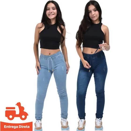 Calça jogger jeans roupa de menina infantil juvenil 10 ao 16 ENTREGA DIRETA