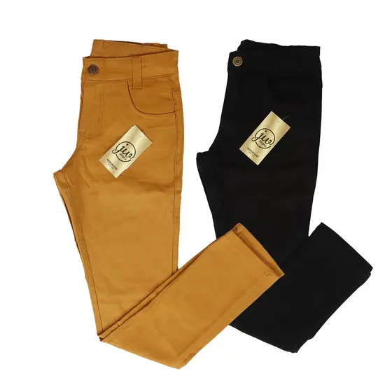 Calças jeans masculina infantil sarja 2 ao 16 com regulagem interna premium menino