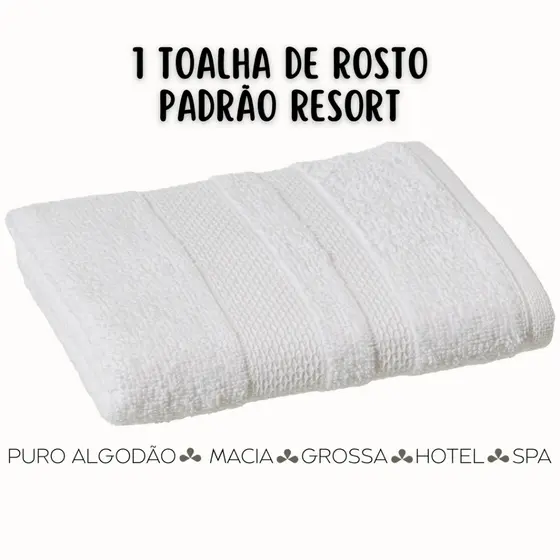 Toalha de Rosto - Branca - Padrão Hotel - 500g/m² - Macia - Alta Absorção