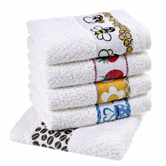 Kit com 10 Toalhas de Louça Alta Absorção Algodão Detalhe em Jacquard Cozinha Copa