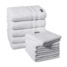 Kit 10 Toalhas 5 Banho e 5 Rosto Modelo Anna - Branca Padrão Hotel Macia Spa Pousadas Airbnb Hostel
