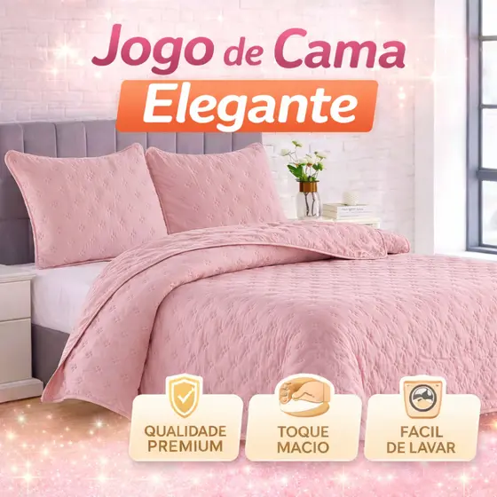 Kit Cobre Leito 03 Peças Matelada Casal Elegante Minimalista Porta Travesseiro Luxo
