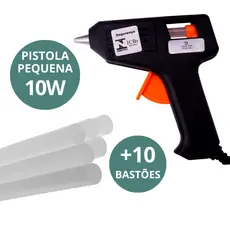 Pistola de Cola Quente Bivolt (110v e 220v) 10W com 10 Bastões de Cola
