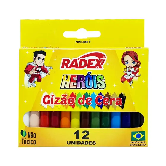 Gizão de Cera 12 Cores Radex Heróis