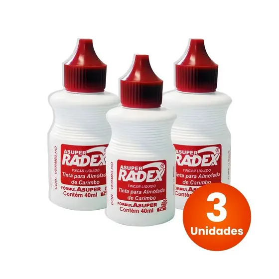 Kit 3 Tinta Almofada Carimbo Vermelha 40ml Alto Rendimento
