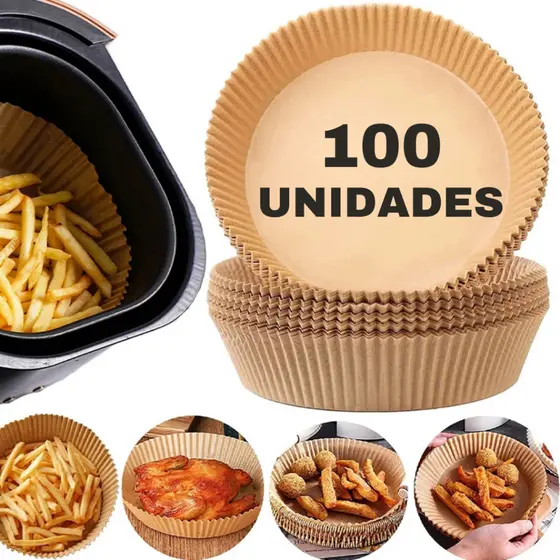Forma De Airfryer Descartavel Antiaderente 100 Uni Redondo