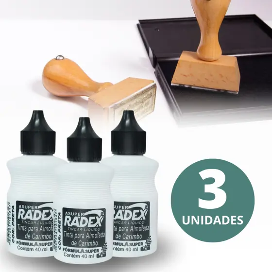 Kit 3 Tinta Almofada para Carimbo Preta 40ml Alto Rendimento