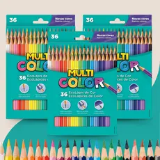 Lapis De Cor Multicolor 12/24/36 Novas Cores Material Escolar - Escolha Seu Kit