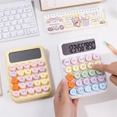 Calculadora Mesa Grande 12 Dígitos Colorida Fofa Botões Redondos Escolar