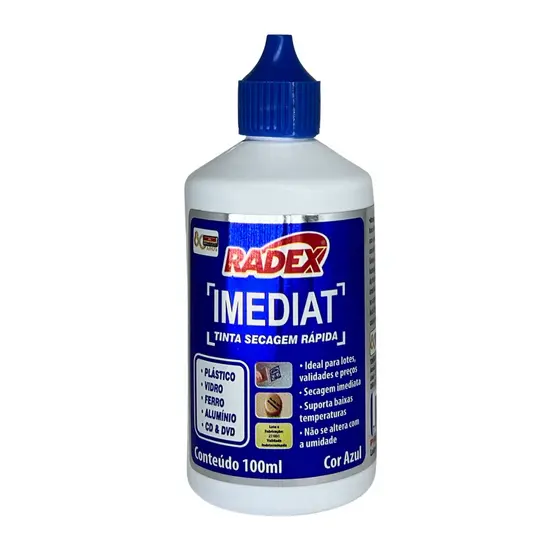 Tinta Para Carimbo Secagem Rápida Para Plástico 100ml Azul