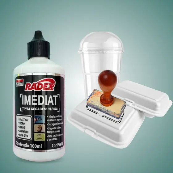 Tinta Para Carimbo Secagem Rápida Para Plástico Radex - Escolha Seu Kit