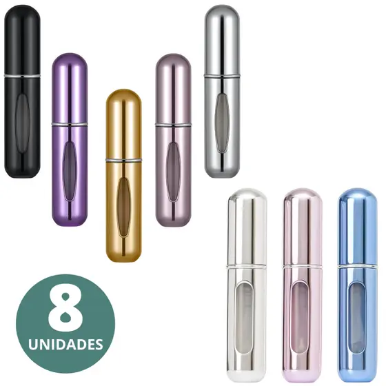 Mini Frasco 5ml Spray Para Viagens Portátil Perfume 8 Unidades Reutilizável