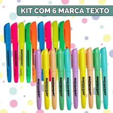Marca Texto Colorido Kit Cores Neon Pastel Ponta Chanfrada - Escolha Seu Kit