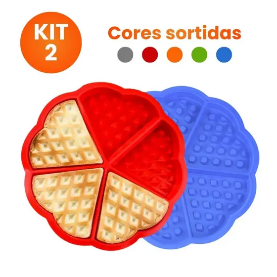 Kit 2 Forma de Silicone Waffle Chocolate Ovo Air Fryer 5 Cavidades