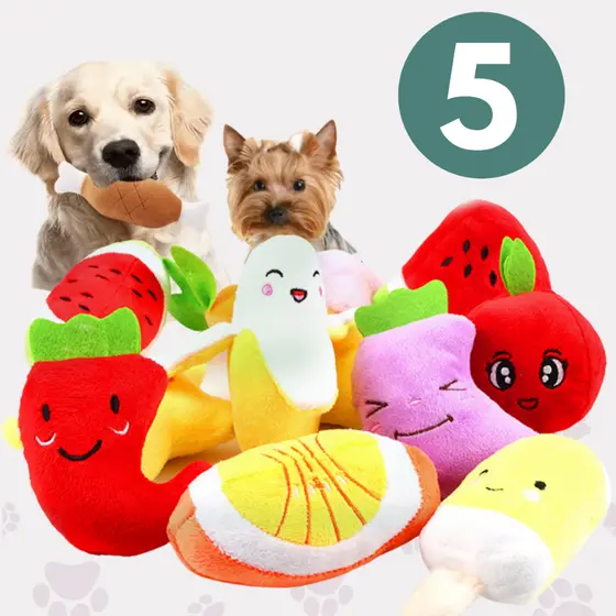 Brinquedo Pet Mordedor Para Cachorro Pelúcia Kit 5 Unidades