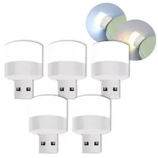 5 Un Mini Luminária USB LED Cor Fria Ou Quente Leitura Noturna Notebook Powerbank