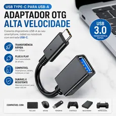 Cabo Adaptador OTG USB Para Tipo C Mouse Teclado Pendrive 3.0 - Escolha Seu Kit