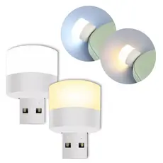 2 Un Mini Luminária USB LED Cor Fria Ou Quente Leitura Noturna Notebook Powerbank