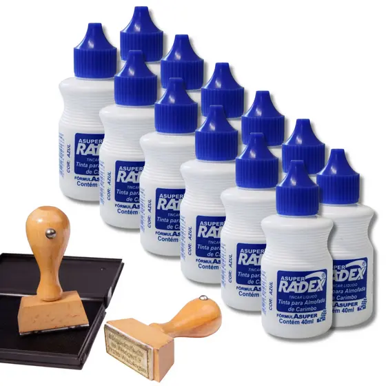 Kit 12 Unidades De Tinta Azul Para Almofada de Carimbo Secagem Rápida Alto Rendimento