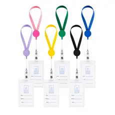 Porta Crachá Cartão Plástico Rígido Transparente Credencial Com Cordão + Roller Clip Retrátil