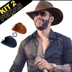 Chapéu Gustavo Lima Kit 2 Peças Country Cowboy Ch11-2
