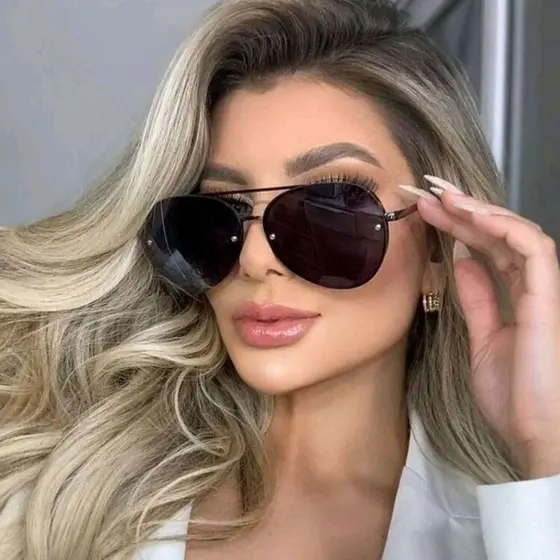 Óculos de sol feminino blogueira aviador blazecom proteção UV400 e acessórios