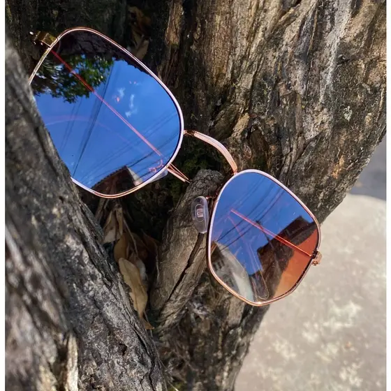 Óculos De Sol Hexagonal Quadrado Masculino Feminino Oculos Vintage