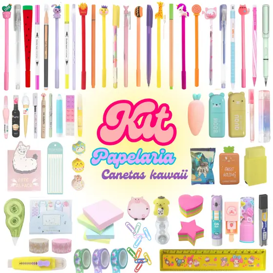 kits Canetas Kawaii Modelos Fofos Divertidos