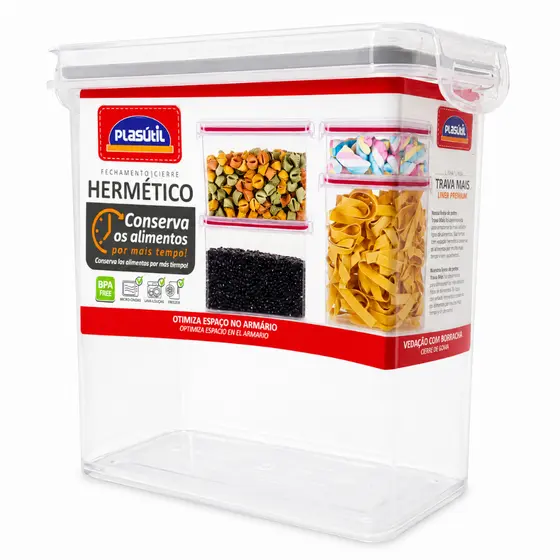 Pote Porta Mantimentos 3 Litros Trava Mais Hermético Plasutil