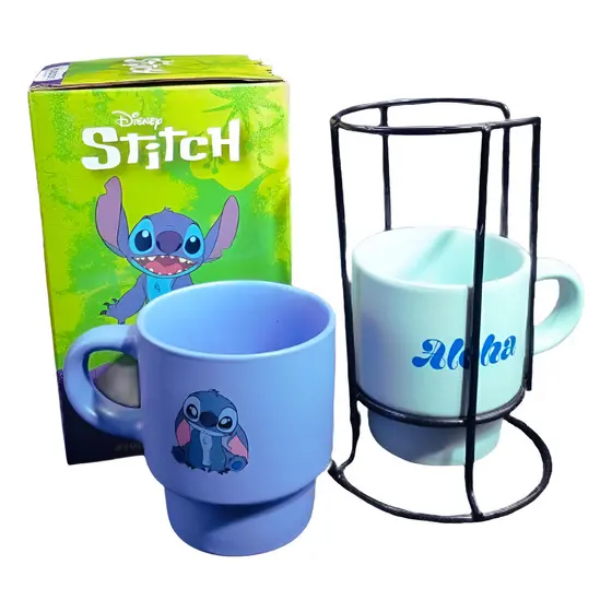 Kit Xícara Empilhável Stitch Disney Oficial Zona Criativa