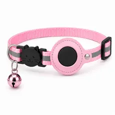 Coleira Pet Gato Nylon Refletiva Guizo com Case P/ Airtag - *** ATENÇÃO: Não acompanha o rastreador ***