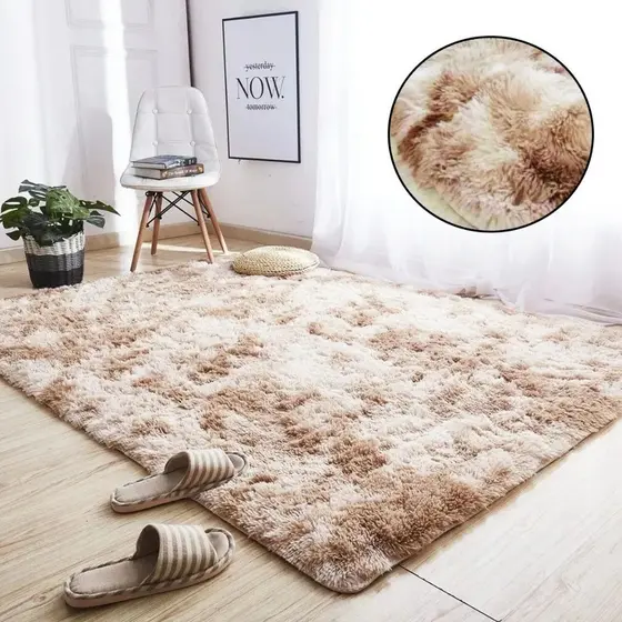 Tapete Sala e Quarto Peludo Felpudo 2,00 X 1,40 - Bege Mesclado Claro